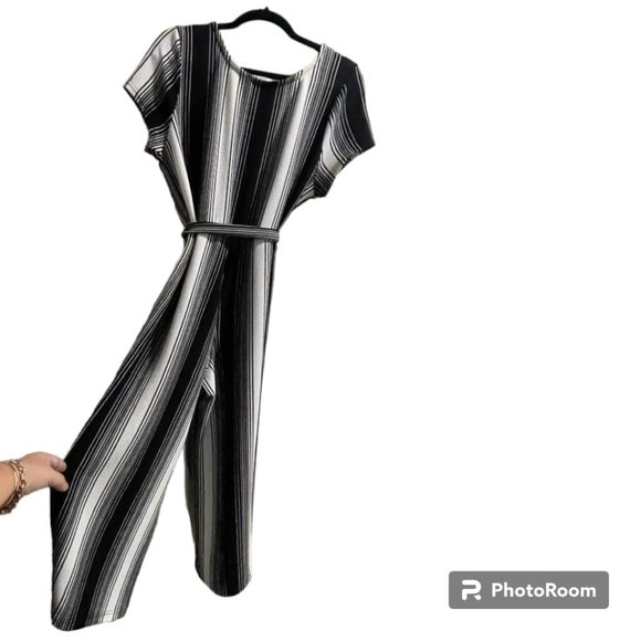 Hot Kiss Wide Leg Surplice Striped Jumpsuit with Tie Front XL - Picture 5 of 12